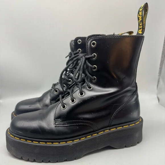 Dr Martens Boots Men 9 Women 10 Black Jadon Leather Platform Combat Zip